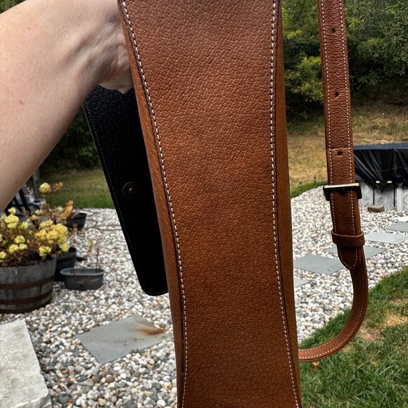 Vintage Valentino Garavani Crossbody Shoulder Bag Black Brown Leather Italy - Picture 12 of 16